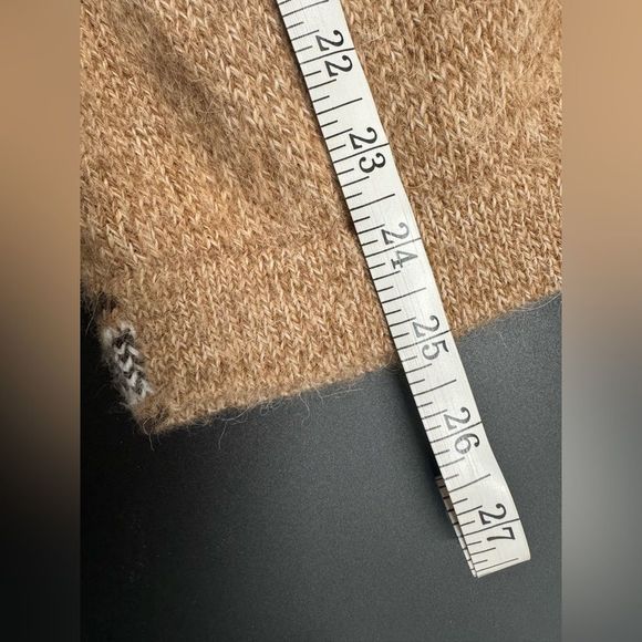 Vintage Handmade Alpaca Wool Peruvian Sweater Button Down Cardigan Tan Khaki S - Picture 7 of 9